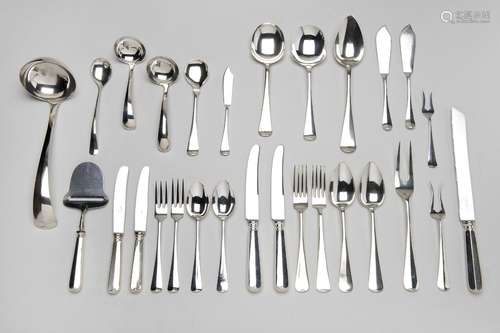 A large collection of Dutch silver flatware Haags lofje patt...