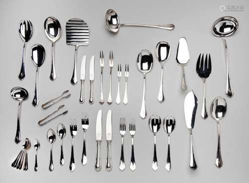 A large collection of German silver flatware including knive...