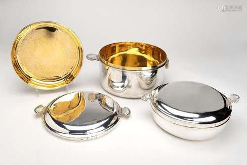 A nested set of Russian silver and gilt tureens