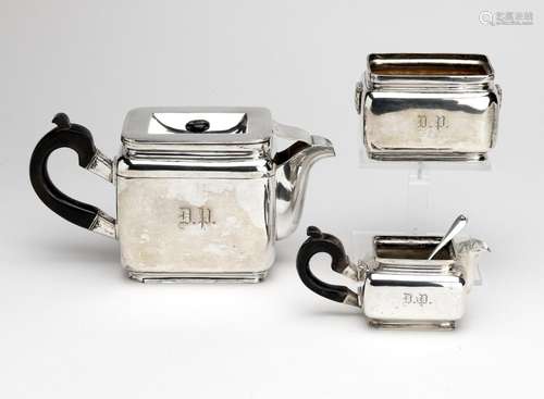 A Russian silver three-piece teaservice