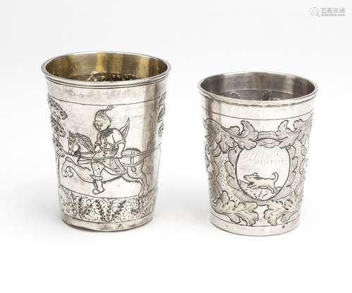 Two Russian silver beakers