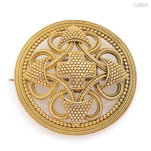 An antique 14k gold brooch, F. Dahl