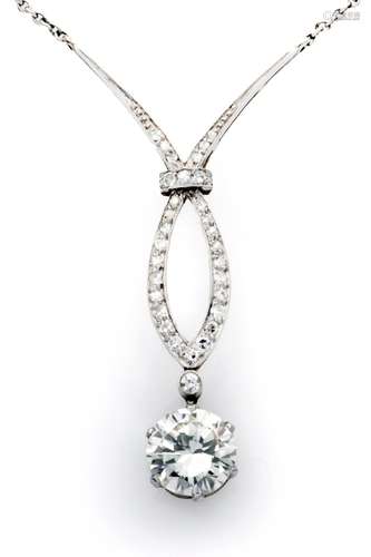 A Belle Epoque 14k white gold diamond necklace