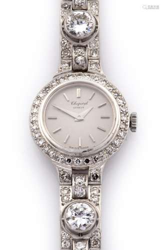 A platinum and 18k white gold lady`s diamond dress watch, Ch...