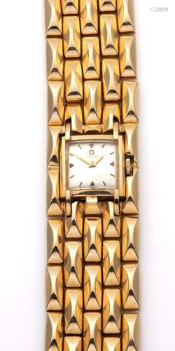 An 18k gold bracelet watch, Omega