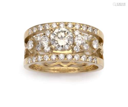 An 18k gold diamond ring