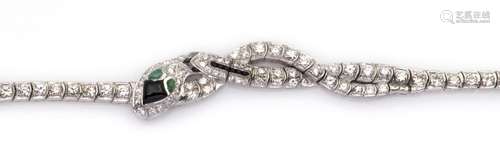 An 18k white gold diamond and gem set bracelet