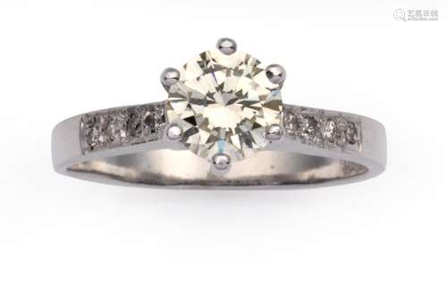 A 14k white gold diamond ring