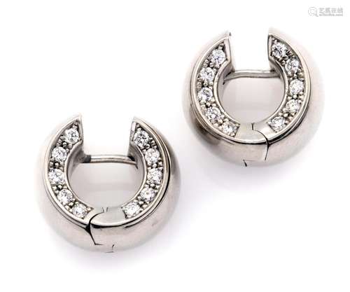 A pair of 18k white gold diamond earrings