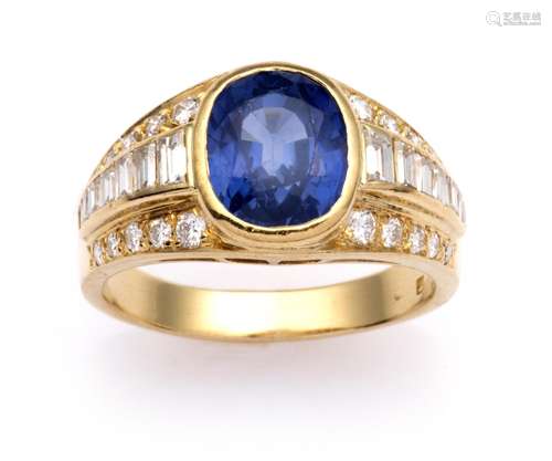 An 18k gold sapphire and diamond dress ring, Steltman