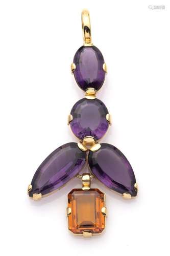 An 18k gold amethyst and citrine pendant