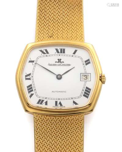 An 18k gold gentlemen`s wristwatch with date, Jaeger-leCoult...