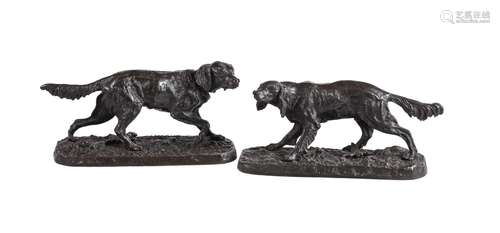 A PAIR OF CONTINENTAL, PROBABLY FRENCH, MODELS OF RETRIEVERS