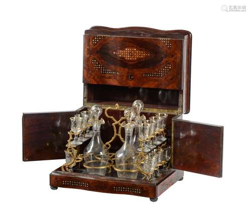 Y A NAPOLEON III KINGWOOD, ROSEWOOD, AND MOTHER-OF-PEARL LIQ...