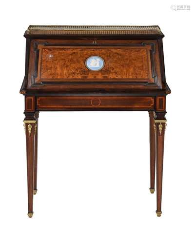 A FRENCH WALNUT, PARQUETRY AND GILT METAL MOUNTED BUREAU DE ...