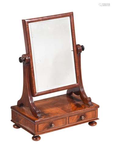 A REGENCY MAHOGANY DRESSING TABLE MIRROR