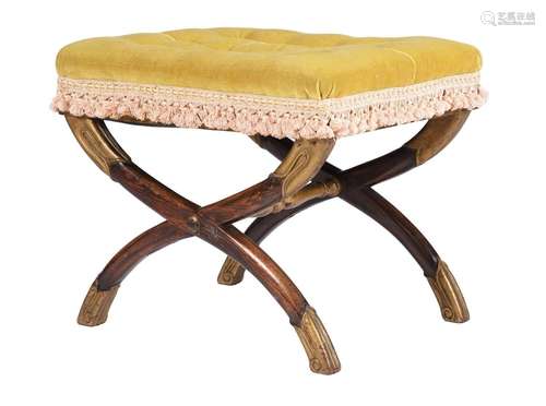 Y A REGENCY SIMULATED ROSEWOOD AND PARCEL GILT  STOOL