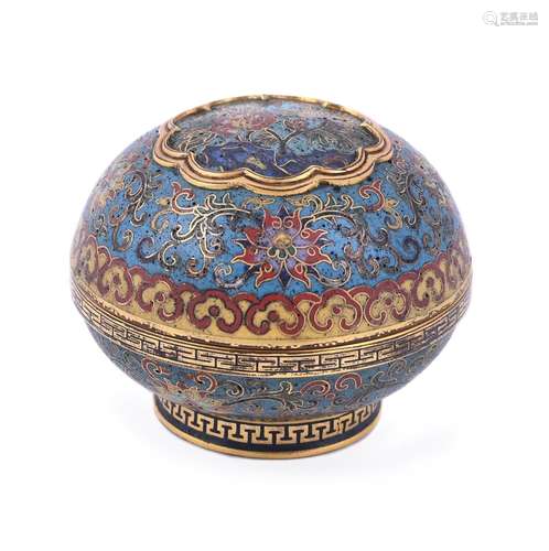 A CHINESE CLOISONNE CIRCULAR BOX AND COVER