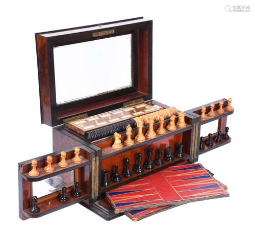 A VICTORIAN COROMANDEL AND BURR WALNUT GAMES COMPENDIUM