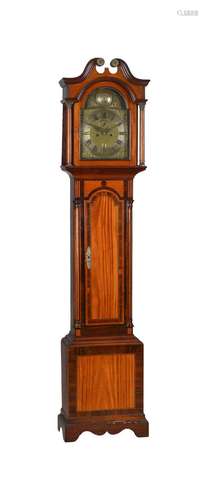 A SATINWOOD AND MAHOGANY LONGCASE CLOCK