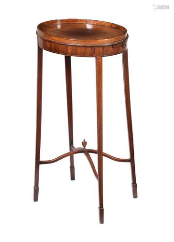 A GEORGE III MAHOGANY AND LINE INLAID URN STAND