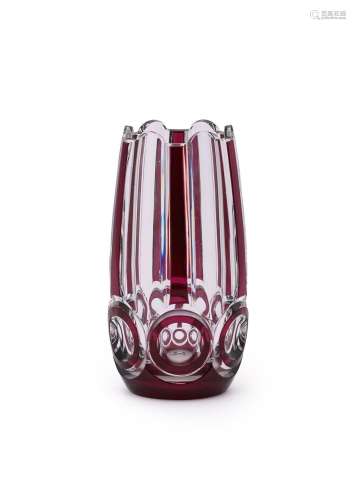 AN ART DECO VAL ST. LAMBERT 'ULYSSES' PALE RUBY OVERLAY AND ...