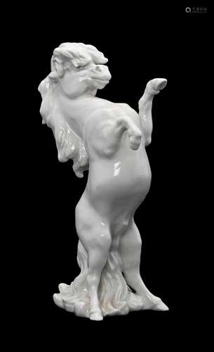 A MEISSEN WEISS PORCELAIN MODEL OF A REARING PONY