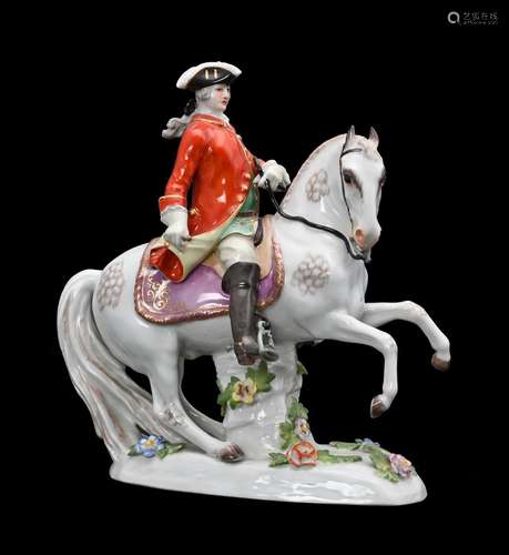 A MEISSEN EQUESTRIAN GROUP OF A HUNTSMAN