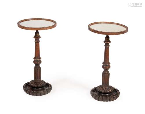 Y A PAIR OF OCCASIONAL TABLES CONVERTED FROM POLE-SCREENS