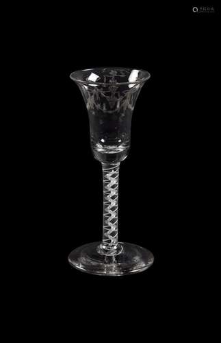 AN ENGRAVED MIXED TWIST WINE GLASS