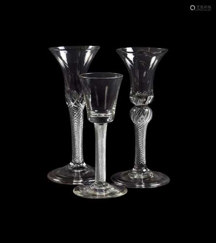 A GROUP OF THREE AIRTWIST WINE GLASSES