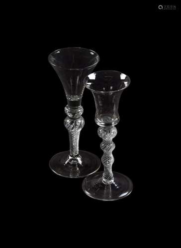 TWO MULTI KNOPPED AIRTWIST WINE GLASSES