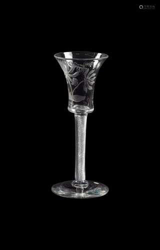 AN ENGRAVED AIRTWIST WINE GLASS