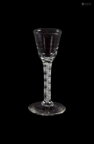 AN OPAQUE-TWIST WINE GLASS WITH 'LYNN' BOWL