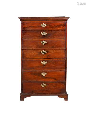 A GEORGE III IRISH MAHOGANY TALL CHEST OF DRAWERS