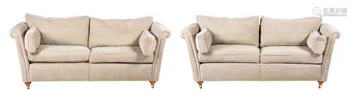 A PAIR OF UPHOLSTERED SOFAS