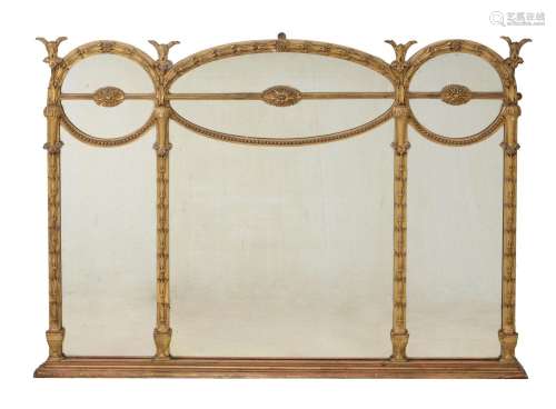 A GILT OVERMANTEL WALL MIRRORIN NEOCLASSICAL STYLE