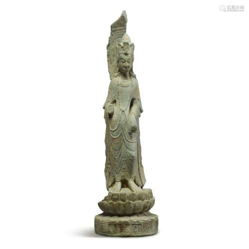 A large schist figure of a Bodhisattva