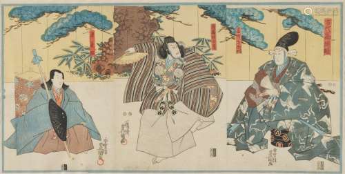 Utagawa Kunisada (1786-1865) Anonymous, Three woodblock prin...