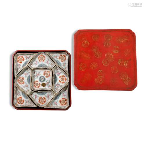 A famille-rose sweetmeat set, Qing dynasty, 19th century