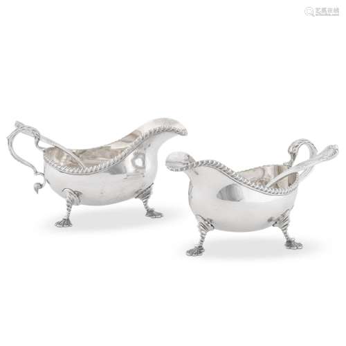A pair of silver sauce boats and ladles, A Haviland-Nye, Lon...