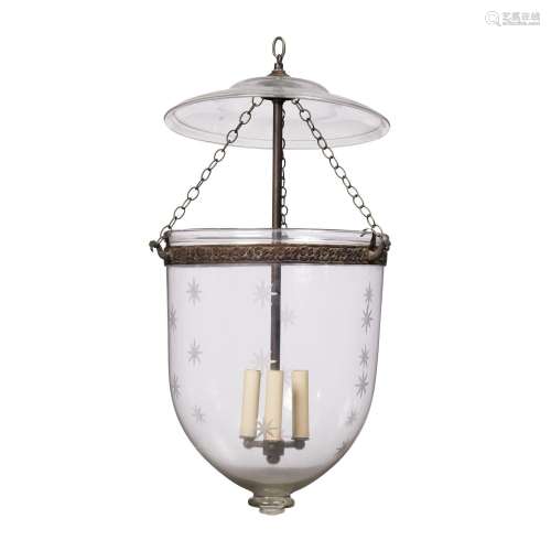 A Regency style etched glass hanging lantern
