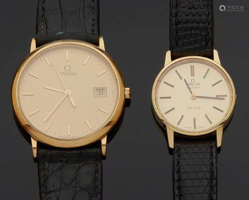 ENSEMBLE de la maison OMEGA comprenant :<br />
- une montre-...