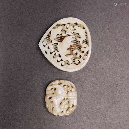 TWO CHINESE WHITE JADE PLAQUES, QING DYNASTY (1644-1911)