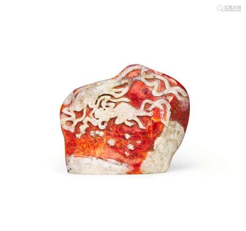 A CARVED CHINESE SOAPSTONE ROCK, QING DYNASTY (1644-1911)