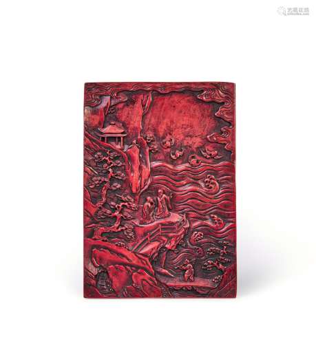 A CHINESE CINNABAR LACQUER PLAQUE, QING DYNASTY (1644-1911)