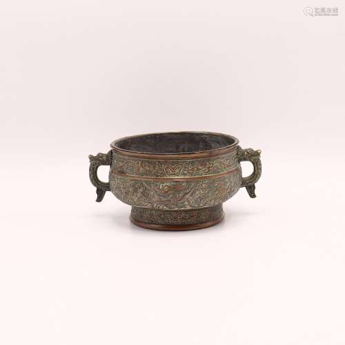 A CHINESE GILT BRONZE CENSER, QING DYNASTY (1644-1911)