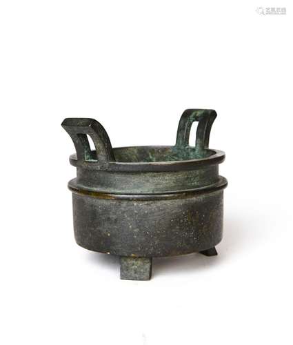 A CHINESE BRONZE TRIPOD CENSER, MING MARK, QING DYNASTY (164...