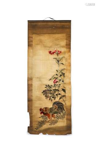 A CHINESE EMBROIDERY HANGING SCROLL, QING DYNASTY (1644-1911...