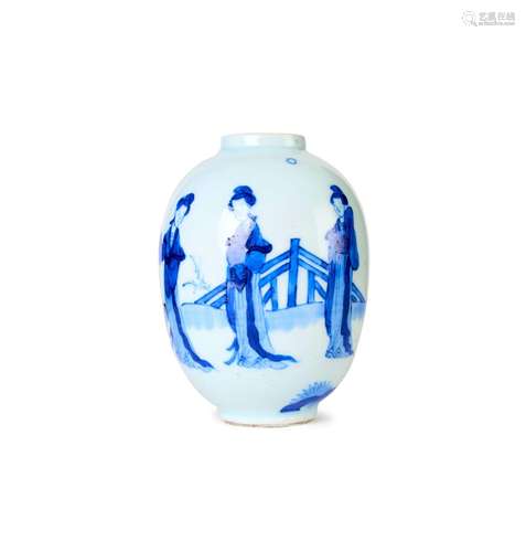 A CHINESE BLUE & WHITE JAR, QING DYNASTY (1644-1911)